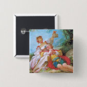 Badge Carré 5 Cm Bouton de Saint Valentin pour les amants heureux (Devant & derrière)