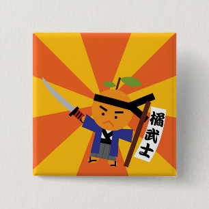 Badge Carré 5 Cm Bouton de samouraïs de mandarine