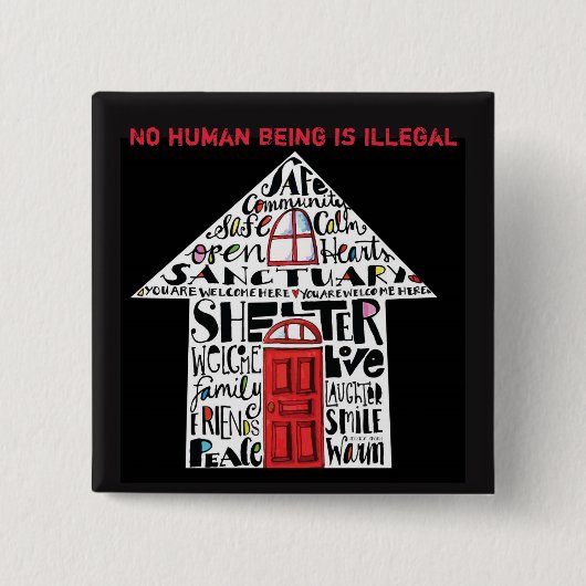 Badge Carré 5 Cm Bouton de sanctuaire (Devant)