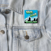 Badge Carré 5 Cm Bouton de Scape de ville (En situation)