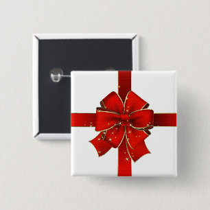 Badge Carré 5 Cm Bouton de scintillement d'arc de Noël