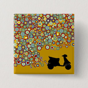 Badge Carré 5 Cm Bouton de scooter