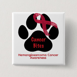 Badge Carré 5 Cm Bouton de sensibilisation à l'hémangiosarcome cani