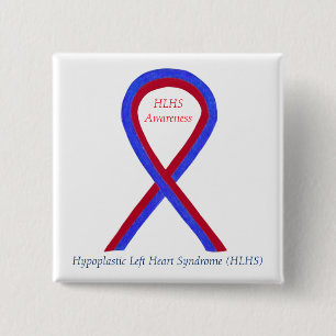 Badge Carré 5 Cm Bouton de sensibilisation HLHS Ruban personnalisé