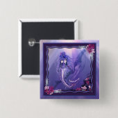Badge Carré 5 Cm Bouton de sirène d'océan violet (Devant & derrière)