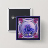 Badge Carré 5 Cm Bouton de sirène d'océan violet (Devant & derrière)