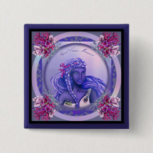Badge Carré 5 Cm Bouton de sirène d'océan violet