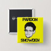 Badge Carré 5 Cm Bouton de Snowden de pardon (Devant & derrière)