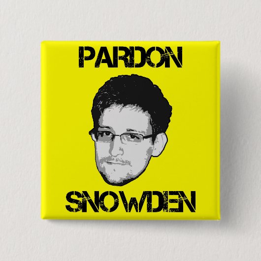 Badge Carré 5 Cm Bouton de Snowden de pardon (Devant)