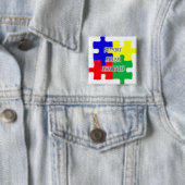 Badge Carré 5 Cm Bouton de soutien d'autisme (En situation)