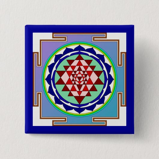 Badge Carré 5 Cm Bouton de Sri Yantra (Devant)
