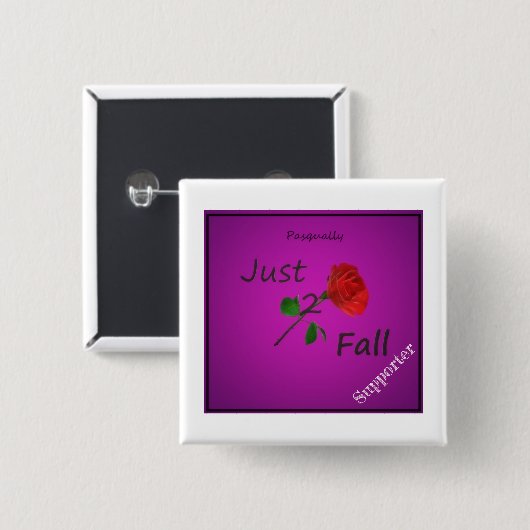Badge Carré 5 Cm Bouton de support Just2Fall (Devant & derrière)