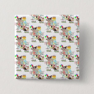 Badge Carré 5 Cm Bouton de Surprise Gâteau d'Anniversaire Possum