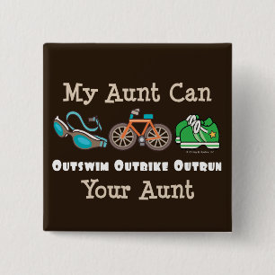 Badge Carré 5 Cm Bouton de tante Outswim Outbike Outrun Triathlon