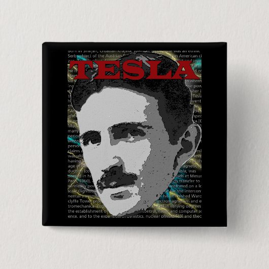 Badge Carré 5 Cm Bouton de Tesla (Devant)