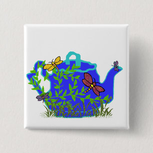 Badge Carré 5 Cm Bouton de théière de libellule