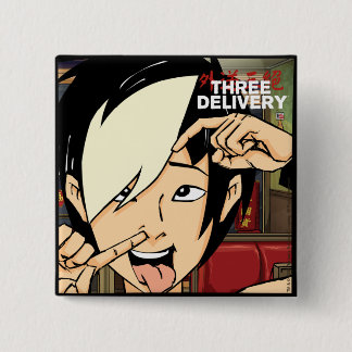 Badge Carré 5 Cm Bouton de Tobey des trois livraisons