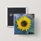 Badge Carré 5 Cm bouton de tournesol (Devant & derrière)
