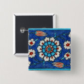 Badge Carré 5 Cm bouton de tuile d'iznik (Devant & derrière)