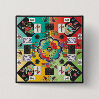 Badge Carré 5 Cm Bouton de tuiles de Mah-jong