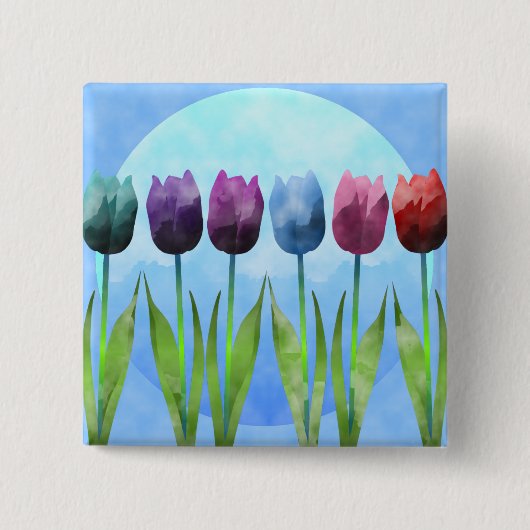Badge Carré 5 Cm Bouton de tulipe (Devant)