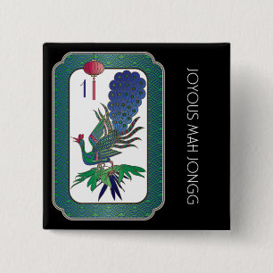Badge Carré 5 Cm Bouton de vacances pour oiseaux Mah Jongg
