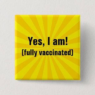 Badge Carré 5 Cm Bouton de vaccination contre la starburst jaune
