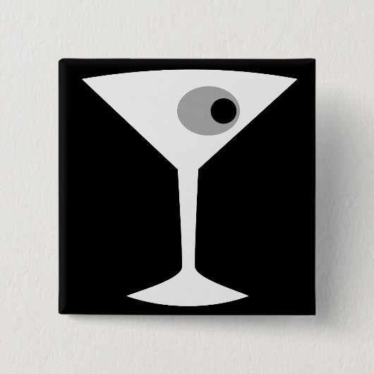 Badge Carré 5 Cm Bouton de verre Noir Martini (Devant)