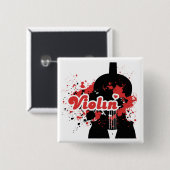 Badge Carré 5 Cm Bouton de violon (Devant & derrière)