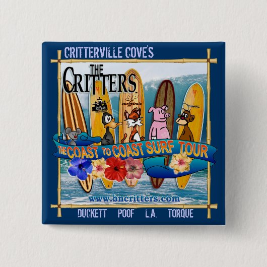 Badge Carré 5 Cm Bouton de visite de surf (Devant)