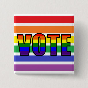 Badge Carré 5 Cm Bouton de vote LGBT Arc-en-ciel
