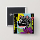 Badge Carré 5 Cm Bouton de zèbres d'EDS (Devant & derrière)