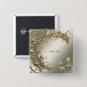 Badge Carré 5 Cm Bouton Décoratif Élégant Moderne en Or (Devant & derrière)