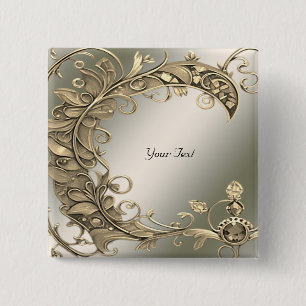 Badge Carré 5 Cm Bouton décoratif or moderne élégant