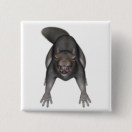 Badge Carré 5 Cm Bouton d'écureuil de tueur (Devant)