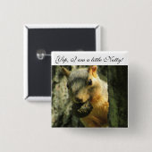 Badge Carré 5 Cm Bouton d'écureuil humoristique (Devant & derrière)