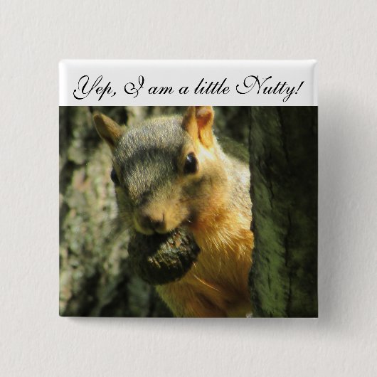 Badge Carré 5 Cm Bouton d'écureuil humoristique (Devant)
