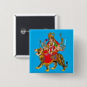 Badge Carré 5 Cm Bouton Déesse Chandraghanta (Devant & derrière)