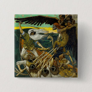 Badge Carré 5 Cm Bouton "Défense" de Gallen-Kallela