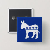 Badge Carré 5 Cm Bouton Démocrate Donkey (Devant & derrière)
