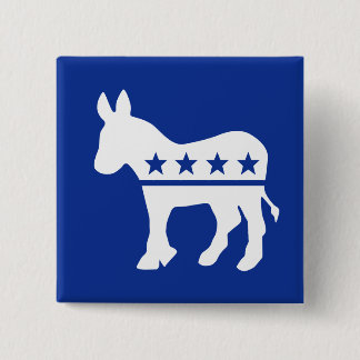 Badge Carré 5 Cm Bouton Démocrate Donkey