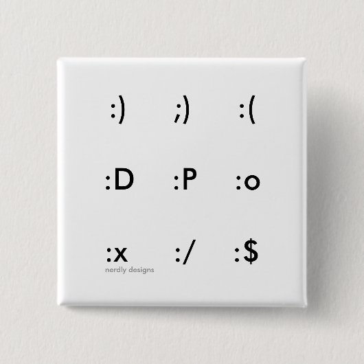 Badge Carré 5 Cm bouton d'émoticône (Devant)