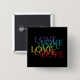 Badge Carré 5 Cm Bouton d'épingle Carré LOVE II