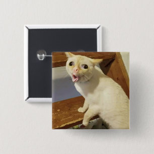 Badge Carré 5 Cm Bouton d'épingle de mème de chat toussant