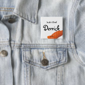 Badge Carré 5 Cm Bouton Derrick (En situation)