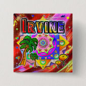 Badge Carré 5 Cm Bouton des amis tropicaux Irvine (Devant)