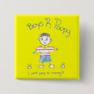 Badge Carré 5 Cm Bouton des garçons R Poopy