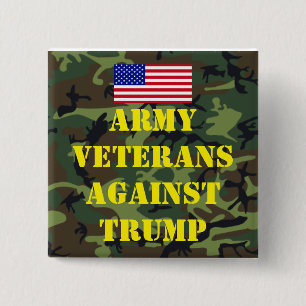 Badge Carré 5 Cm Bouton des vétérans de l'armée contre Trump