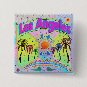 Badge Carré 5 Cm Bouton Désir de calme de Los Angeles