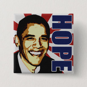 Badge Carré 5 Cm Bouton d'espoir de Barack Obama